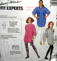6239  McCalls 3 HR LONG TUNIC SHIRT, LEGGINGS PALMER PATTERN 10,12; or 18,20 or 22,24 choice uncut